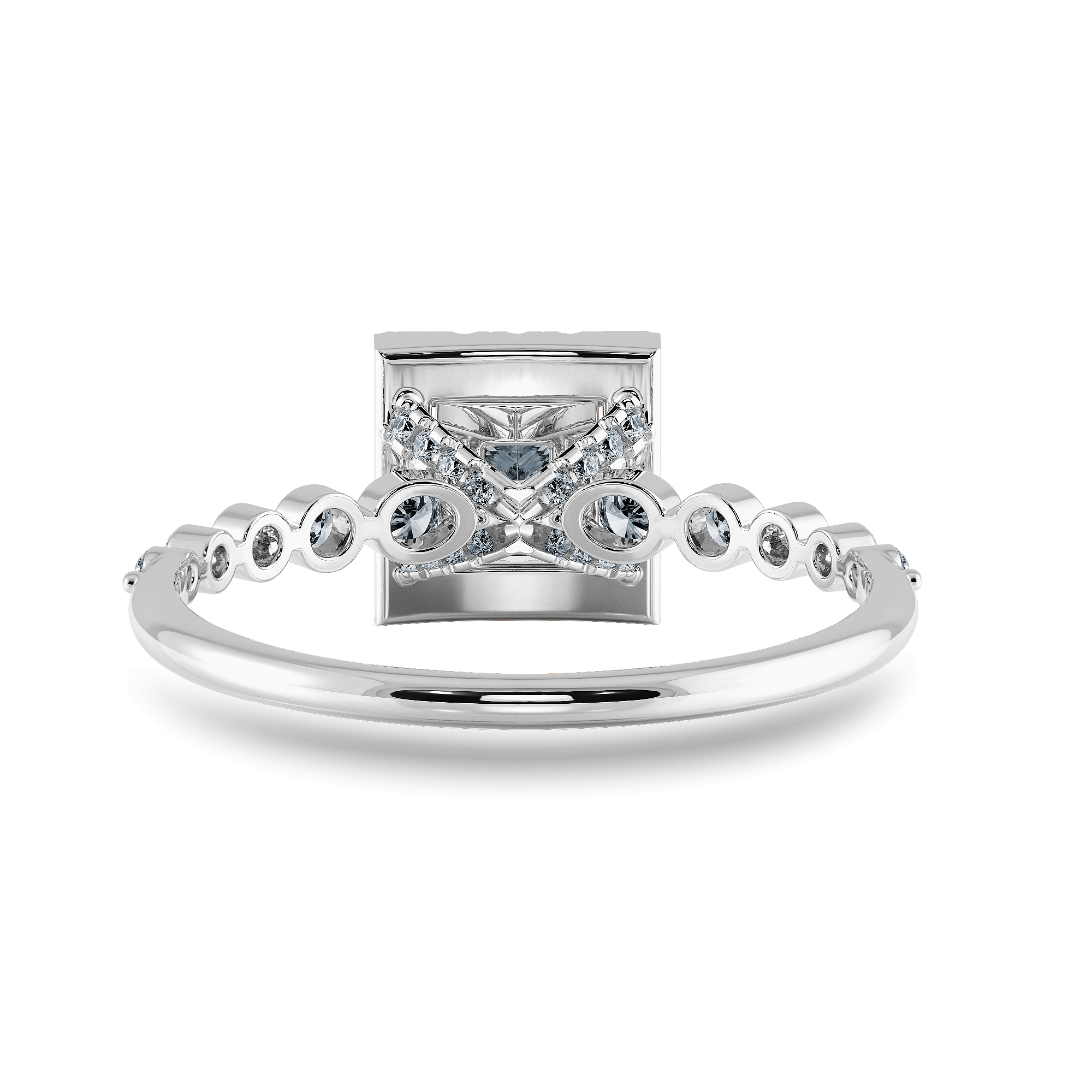 Jewelove™ Rings I VS / Women's Band only 0.50cts Princess Cut Solitaire Halo Diamond Accents Platinum Ring JL PT 2003-A