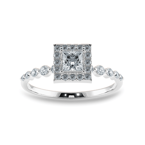 Jewelove™ Rings I VS / Women's Band only 0.50cts Princess Cut Solitaire Halo Diamond Accents Platinum Ring JL PT 2003-A