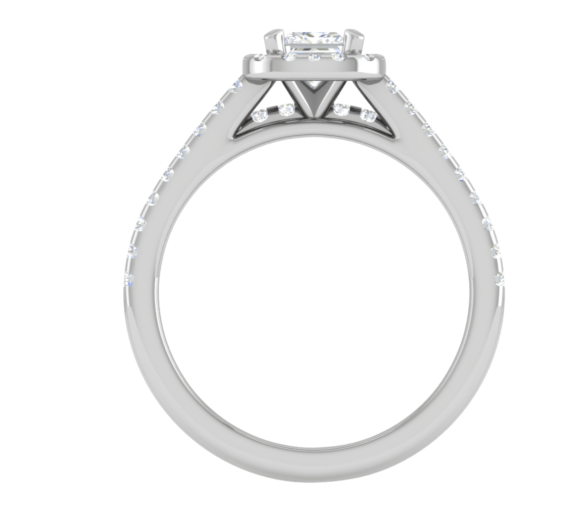 Jewelove™ Rings I VS / Women's Band only 0.50cts Princess Cut Solitaire Halo Diamond Split Shank Platinum Ring JL PT RH PR 298