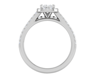 Jewelove™ Rings I VS / Women's Band only 0.50cts Princess Cut Solitaire Halo Diamond Split Shank Platinum Ring JL PT RH PR 298