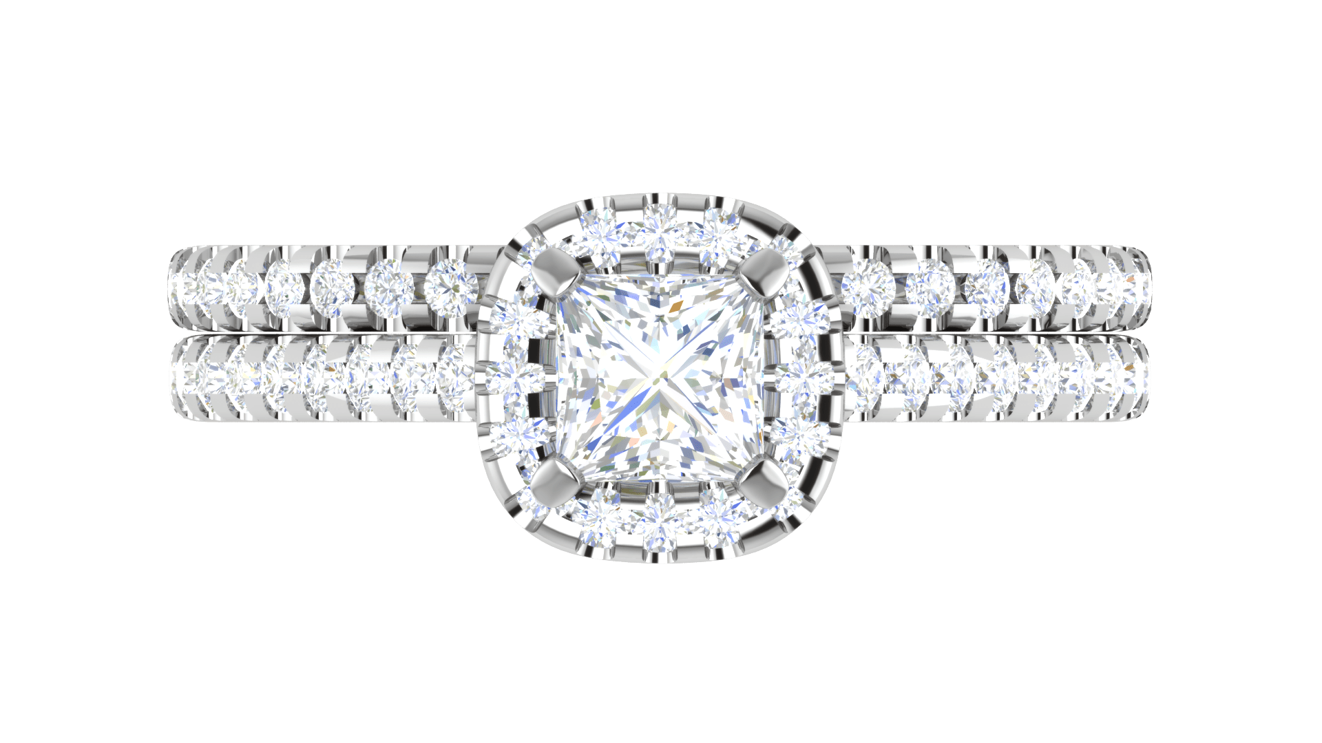 Jewelove™ Rings I VS / Women's Band only 0.50cts Princess Cut Solitaire Halo Diamond Split Shank Platinum Ring JL PT RH PR 298