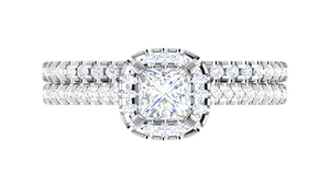 Jewelove™ Rings I VS / Women's Band only 0.50cts Princess Cut Solitaire Halo Diamond Split Shank Platinum Ring JL PT RH PR 298