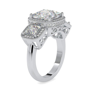 Jewelove™ Rings Women's Band only / VS I 0.50cts. Princess Cut Solitaire Platinum Double Halo Engagement Ring JL PT 0038-A