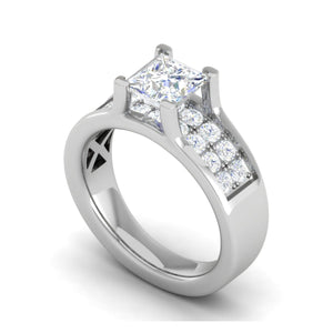 Jewelove™ Rings I VS / Women's Band only 0.50cts. Princess Cut Solitaire Split Shank Platinum Engagement Ring JL PT EN7078WG