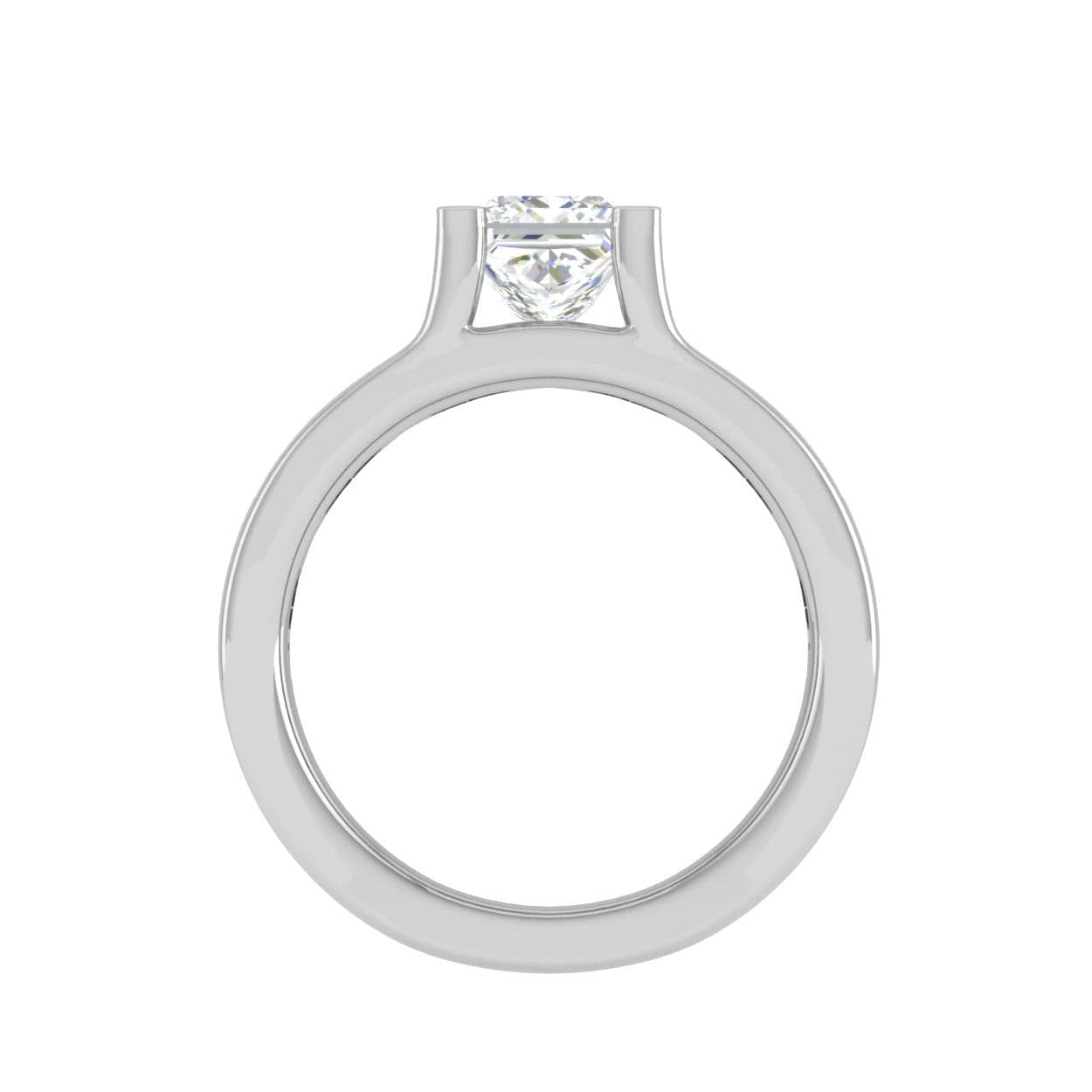 Jewelove™ Rings I VS / Women's Band only 0.50cts. Princess Cut Solitaire Split Shank Platinum Engagement Ring JL PT EN7078WG