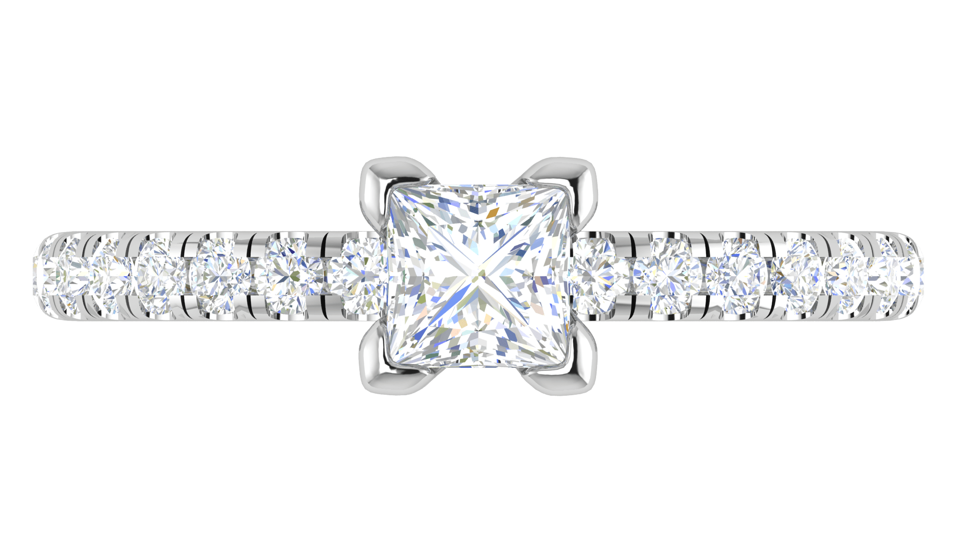 Jewelove™ Rings I VS / Women's Band only 0.50cts Princess Cut Solitaire with Diamond Shank Platinum Ring JL PT RC PR 255