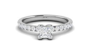 Jewelove™ Rings I VS / Women's Band only 0.50cts Princess Cut Solitaire with Diamond Shank Platinum Ring JL PT RC PR 255