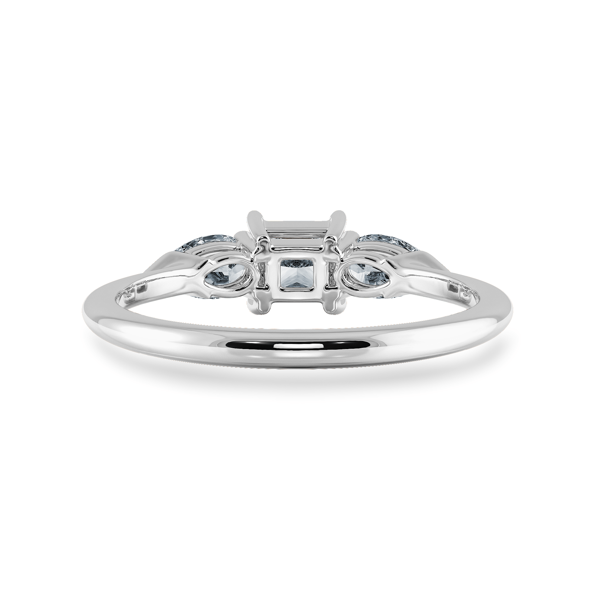 Jewelove™ Rings I VS / Women's Band only 0.50cts Princess Cut Solitaire with Pear Cut Diamond Accents Shank Platinum Ring JL PT 2021-A