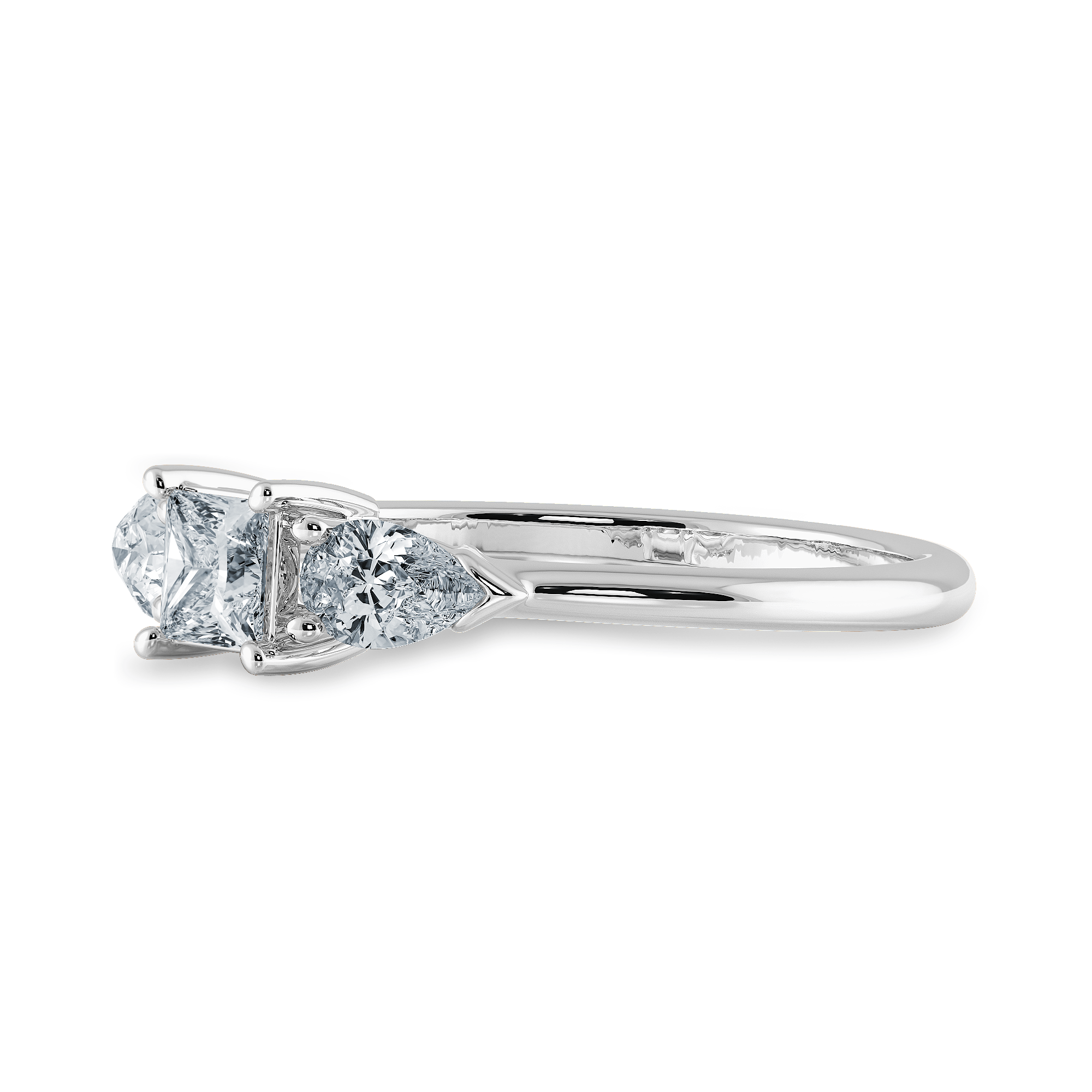 Jewelove™ Rings I VS / Women's Band only 0.50cts Princess Cut Solitaire with Pear Cut Diamond Accents Shank Platinum Ring JL PT 2021-A