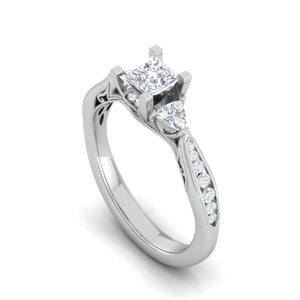 Jewelove™ Rings I VS / Women's Band only 0.50cts Princess Cut Solitaire with Pear Diamond Platinum Ring JL PT RV PR 124