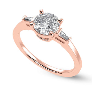 Jewelove™ Rings Women's Band only / VS J 0.50cts. Solitaire Baguette Diamond Accents 18K Rose Gold Ring JL AU 1209R-A