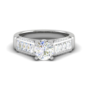 Jewelove™ Rings J VS / Women's Band only 0.50cts Solitaire Diamond Baguette Shank Platinum Ring JL PT WB5529E