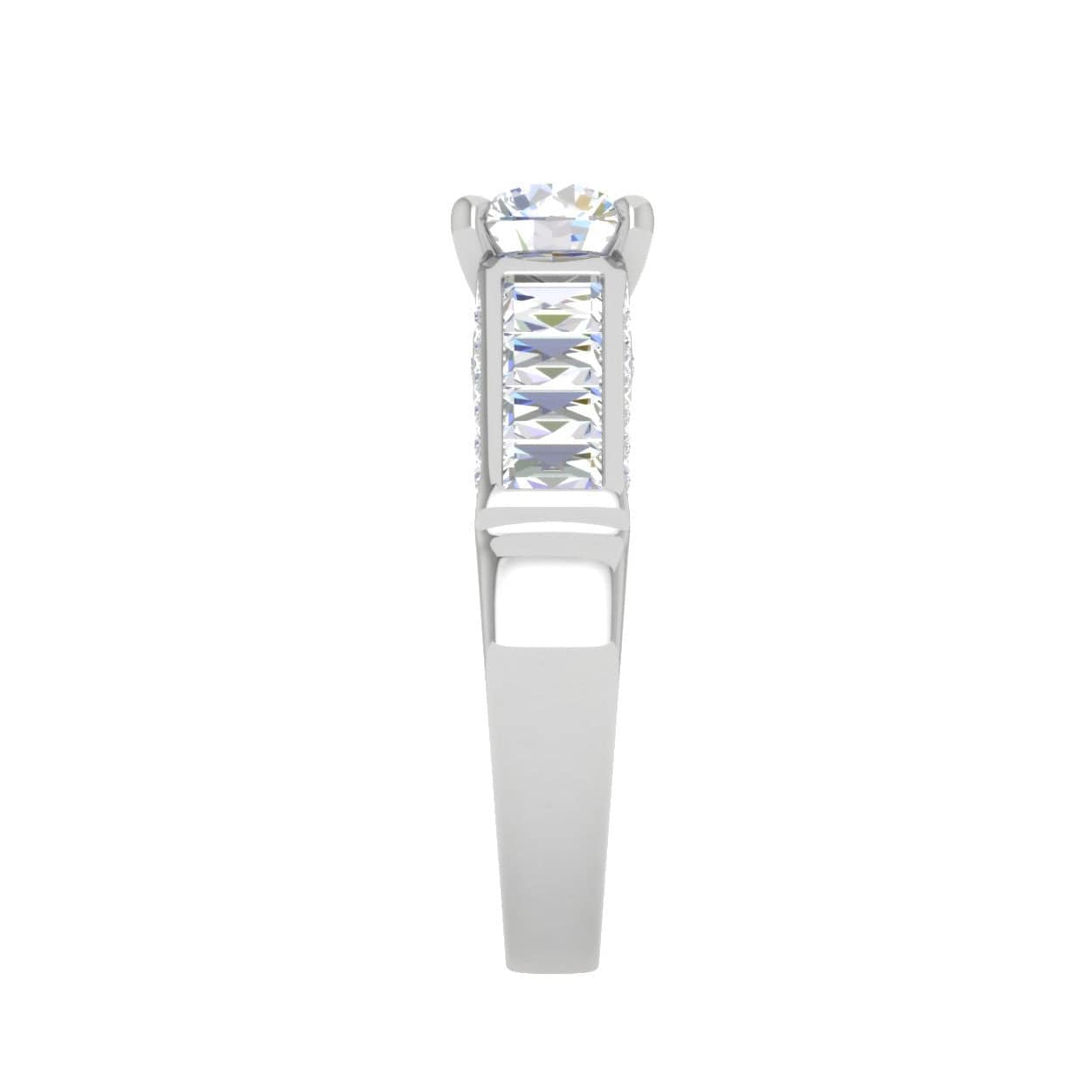 Jewelove™ Rings J VS / Women's Band only 0.50cts Solitaire Diamond Baguette Shank Platinum Ring JL PT WB5529E