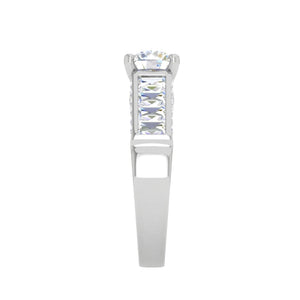 Jewelove™ Rings J VS / Women's Band only 0.50cts Solitaire Diamond Baguette Shank Platinum Ring JL PT WB5529E