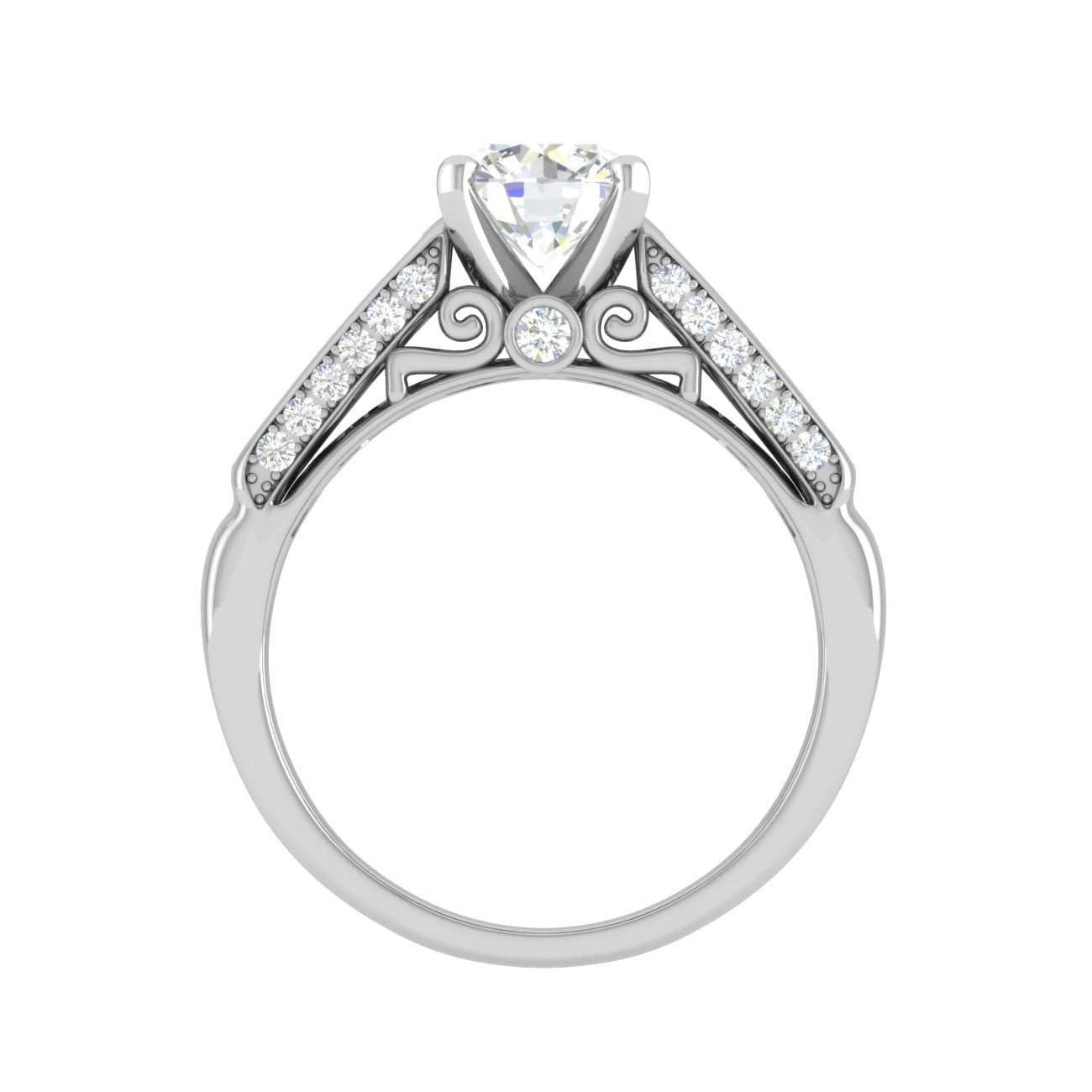 Jewelove™ Rings J VS / Women's Band only 0.50cts Solitaire Diamond Baguette Shank Platinum Ring JL PT WB5529E