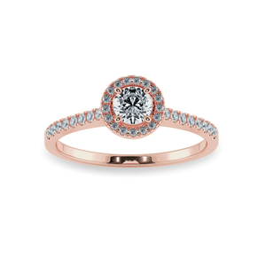 Jewelove™ Rings Women's Band only / VS J 0.50cts. Solitaire Diamond Halo Shank 18K Rose Gold Ring JL AU 1193R-A