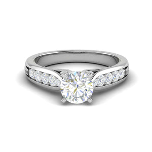 Jewelove™ Rings J VS / Women's Band only 0.50cts Solitaire Diamond Shank Platinum Ring JL PT WB5799E