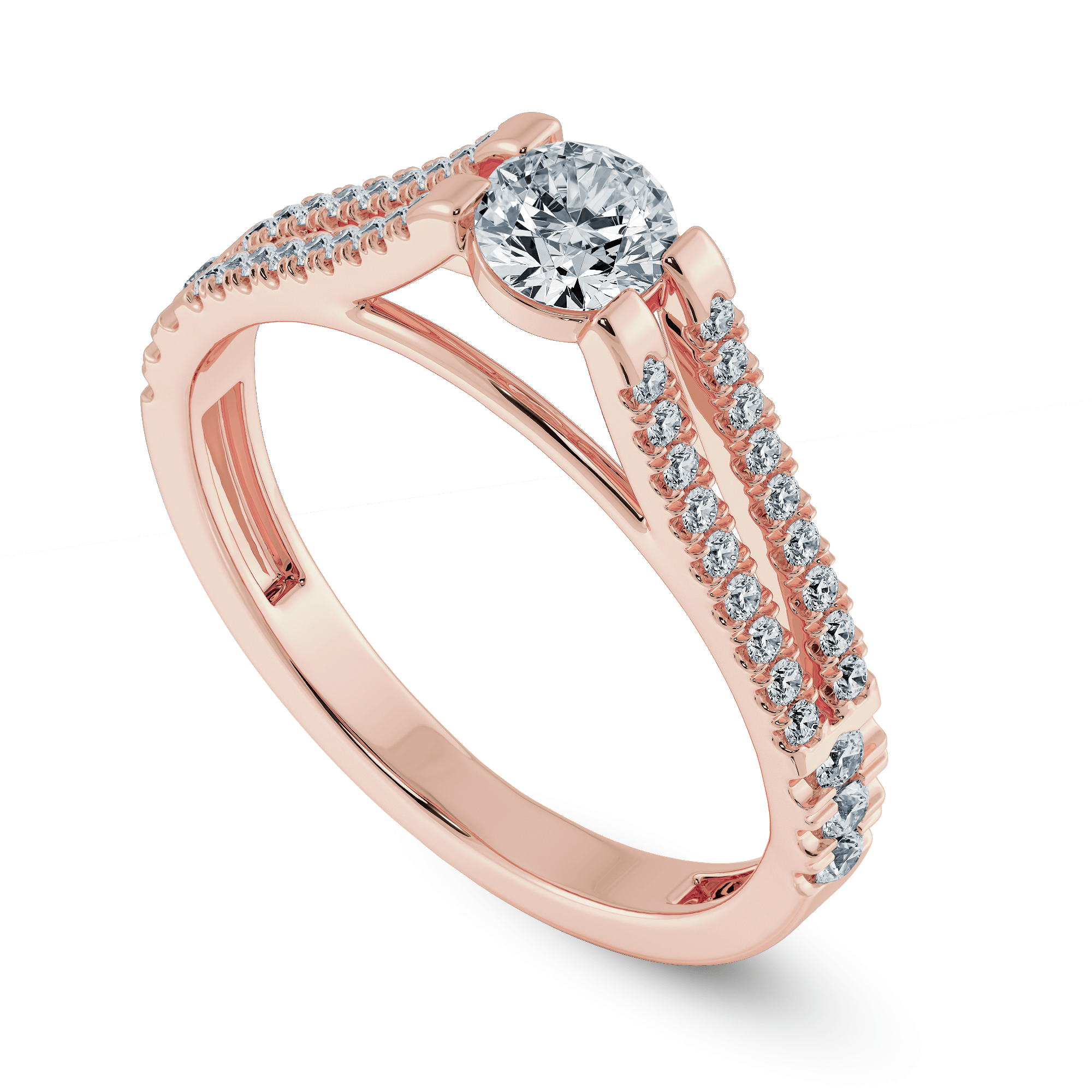 Jewelove™ Rings Women's Band only / VS J 0.50cts. Solitaire Diamond Split Shank 18K Rose Gold Ring JL AU 1177R-B