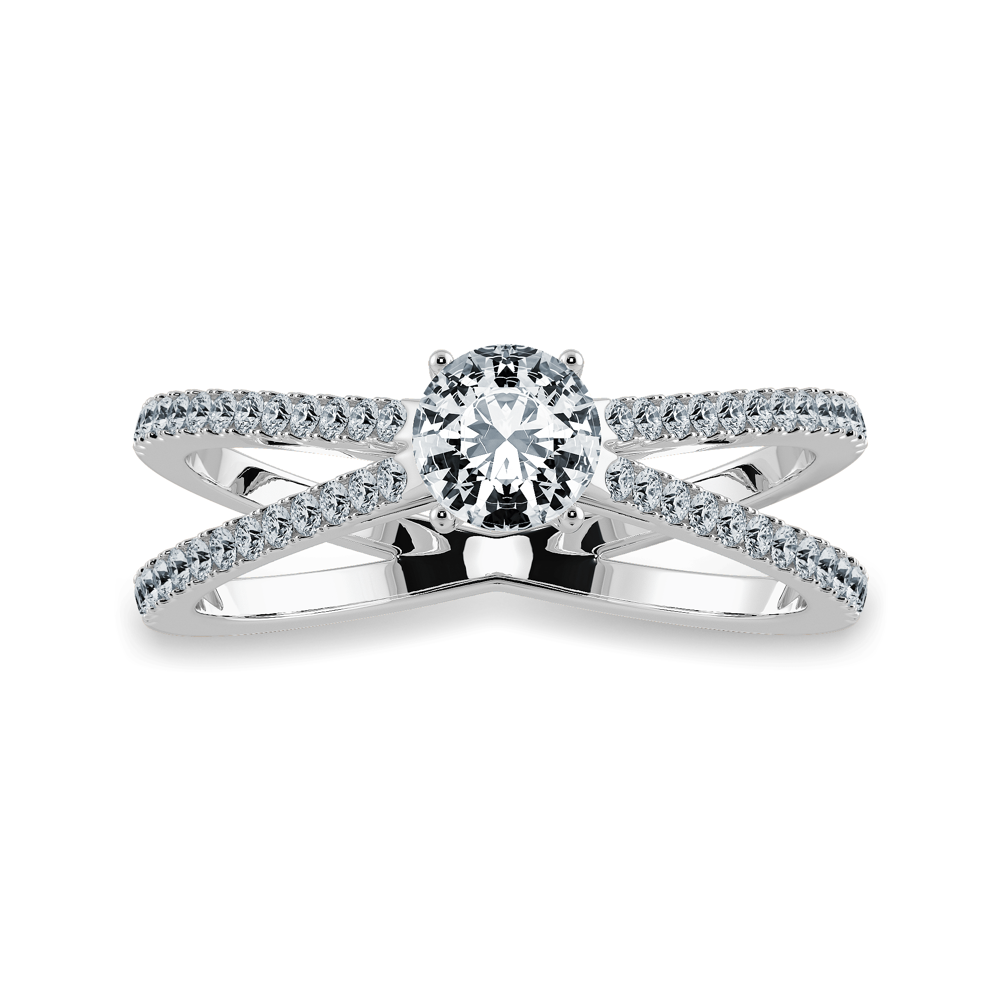 Jewelove™ Rings J VS / Women's Band only 0.50cts Solitaire Diamond Split Shank Platinum Ring JL PT 1169-A