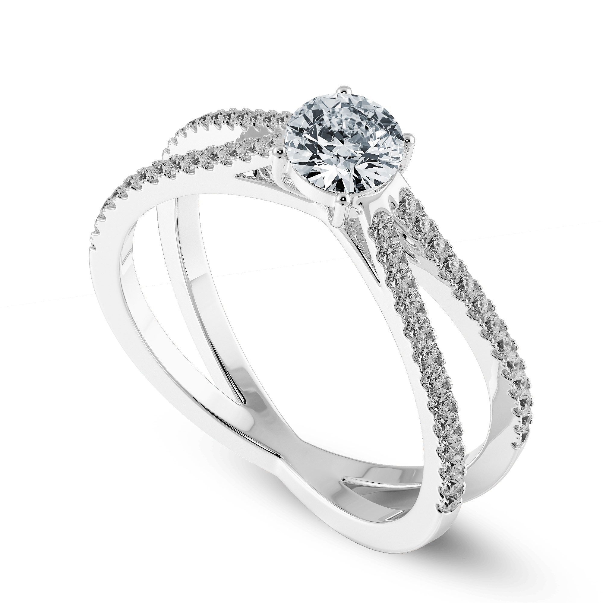 Jewelove™ Rings J VS / Women's Band only 0.50cts Solitaire Diamond Split Shank Platinum Ring JL PT 1169-A