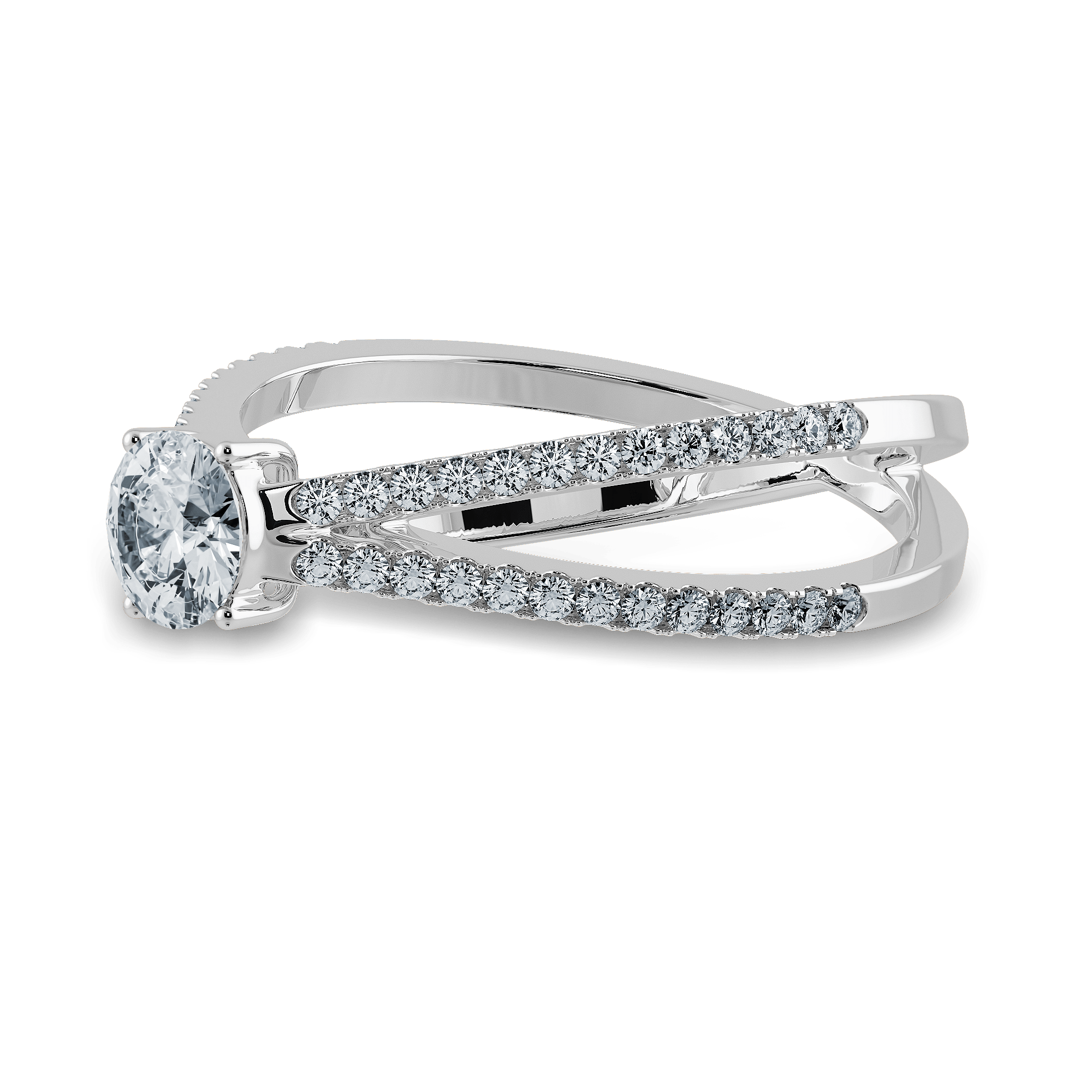 Jewelove™ Rings J VS / Women's Band only 0.50cts Solitaire Diamond Split Shank Platinum Ring JL PT 1169-A