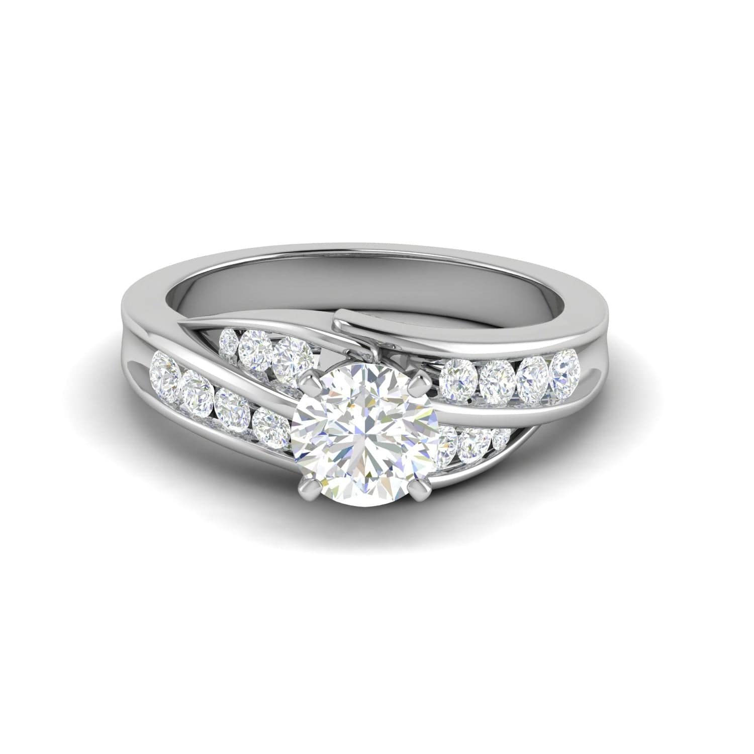 Jewelove™ Rings J VS / Women's Band only 0.50cts Solitaire Diamond Split Shank Platinum Ring JL PT WB5808E