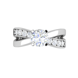 Jewelove™ Rings VS J / Women's Band only 0.50cts Solitaire Diamond Twisted Shank Platinum Ring JL PT 52029