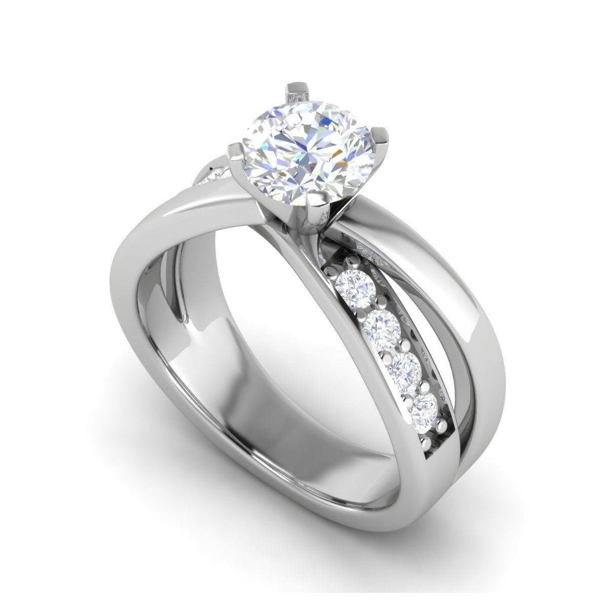 Jewelove™ Rings VS J / Women's Band only 0.50cts Solitaire Diamond Twisted Shank Platinum Ring JL PT 52029