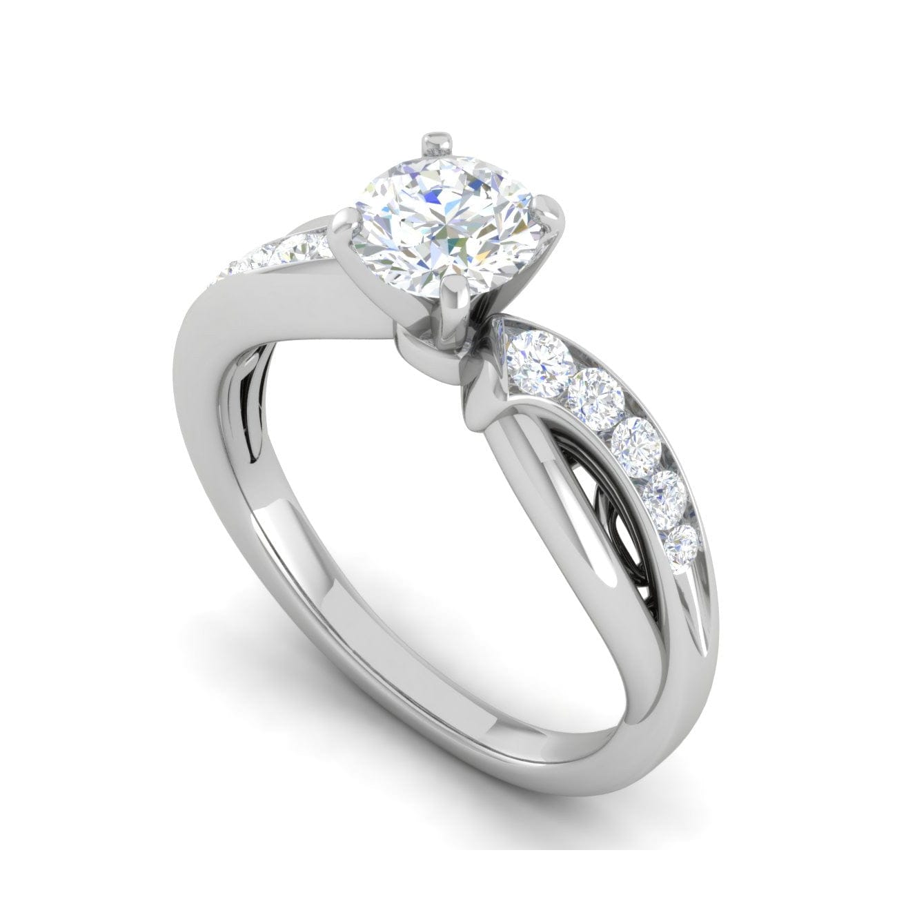 Jewelove™ Rings J VS / Women's Band only 0.50cts Solitaire Diamond Twisted Shank Platinum Ring JL PT WB5797E