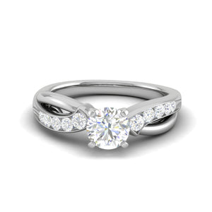 Jewelove™ Rings J VS / Women's Band only 0.50cts Solitaire Diamond Twisted Shank Platinum Ring JL PT WB5797E