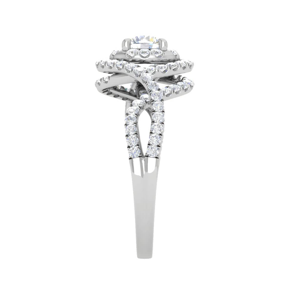 Jewelove™ Rings J VS / Women's Band only 0.50cts Solitaire Double Halo Diamond Twisted Shank Platinum Ring JL PT WB5922E