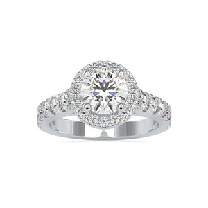 Jewelove™ Rings Women's Band only / VS J 0.50cts Solitaire Halo Diamond Shank Platinum Engagement Ring JL PT 0106