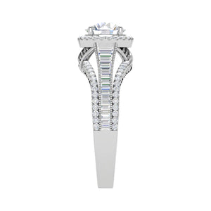 Jewelove™ Rings J VS / Women's Band only 0.50cts Solitaire Halo Diamond Split Shank Baguette Platinum Ring JL PT WB5929E