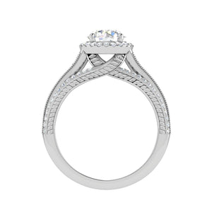 Jewelove™ Rings J VS / Women's Band only 0.50cts Solitaire Halo Diamond Split Shank Baguette Platinum Ring JL PT WB5929E