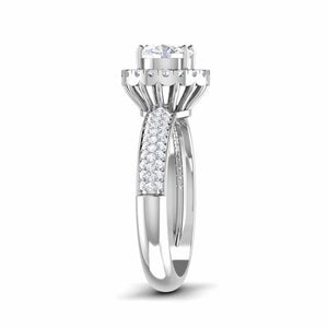 Jewelove™ Rings Women's Band only / VS J 0.50cts Solitaire Halo Diamond Split Shank Platinum Engagement Ring JL PT 7006