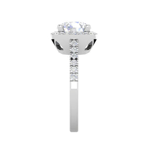 Jewelove™ Rings VS J / Women's Band only 0.50cts Solitaire Halo Diamond Split Shank Platinum Ring JL PT 01