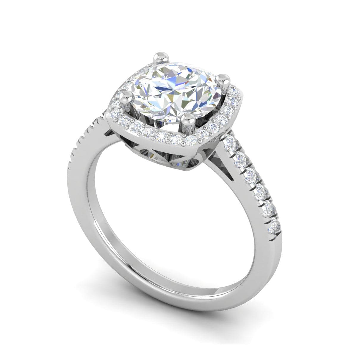 Jewelove™ Rings VS J / Women's Band only 0.50cts Solitaire Halo Diamond Split Shank Platinum Ring JL PT 01