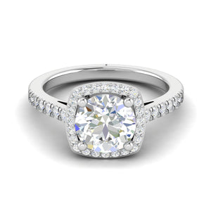 Jewelove™ Rings VS J / Women's Band only 0.50cts Solitaire Halo Diamond Split Shank Platinum Ring JL PT 01