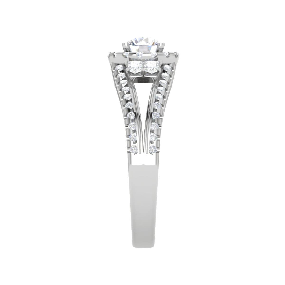 Jewelove™ Rings VS J / Women's Band only 0.50cts Solitaire Halo Diamond Split Shank Platinum Ring JL PT 198