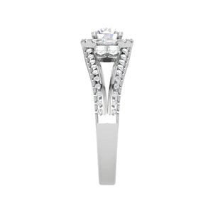 Jewelove™ Rings VS J / Women's Band only 0.50cts Solitaire Halo Diamond Split Shank Platinum Ring JL PT 198