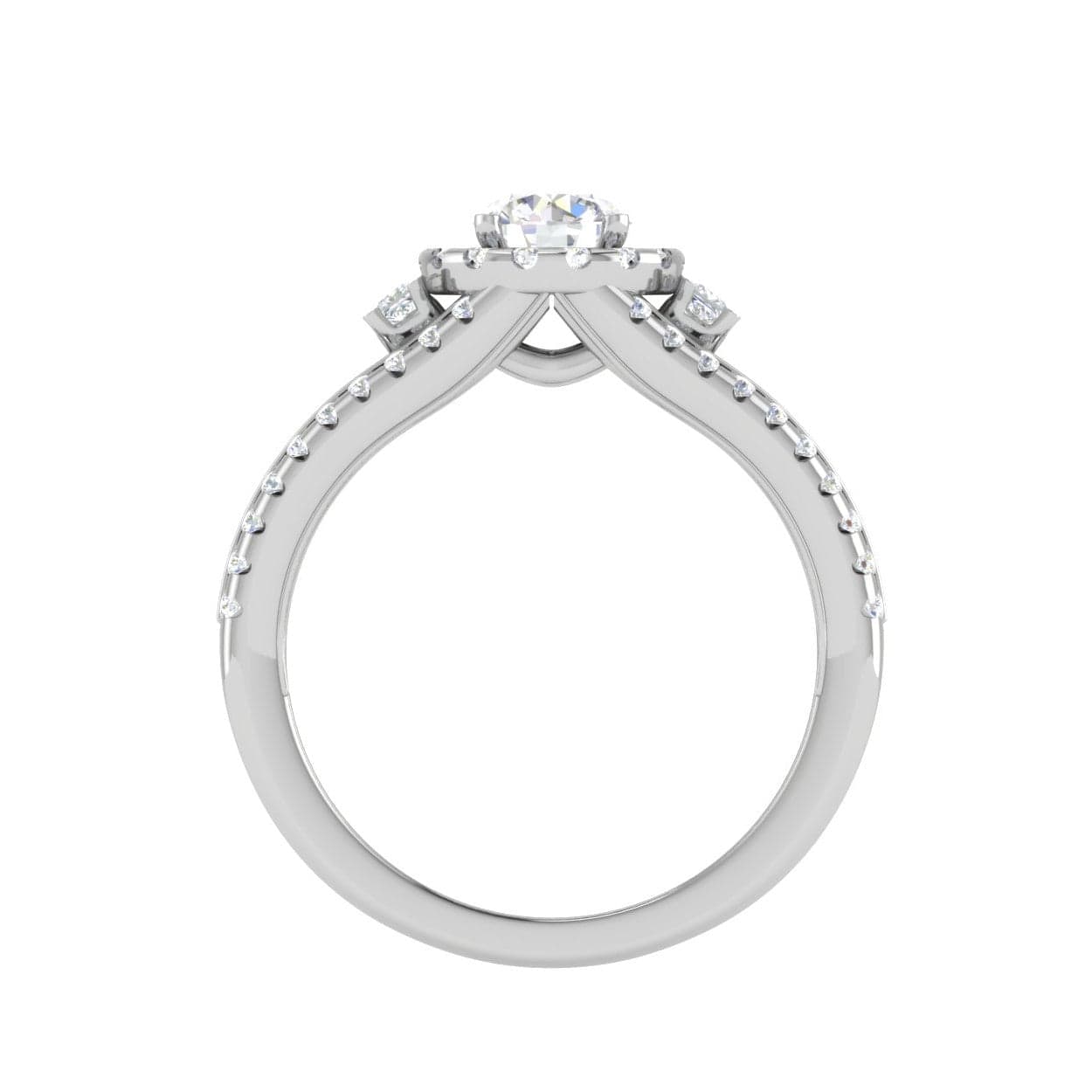 Jewelove™ Rings VS J / Women's Band only 0.50cts Solitaire Halo Diamond Split Shank Platinum Ring JL PT 198