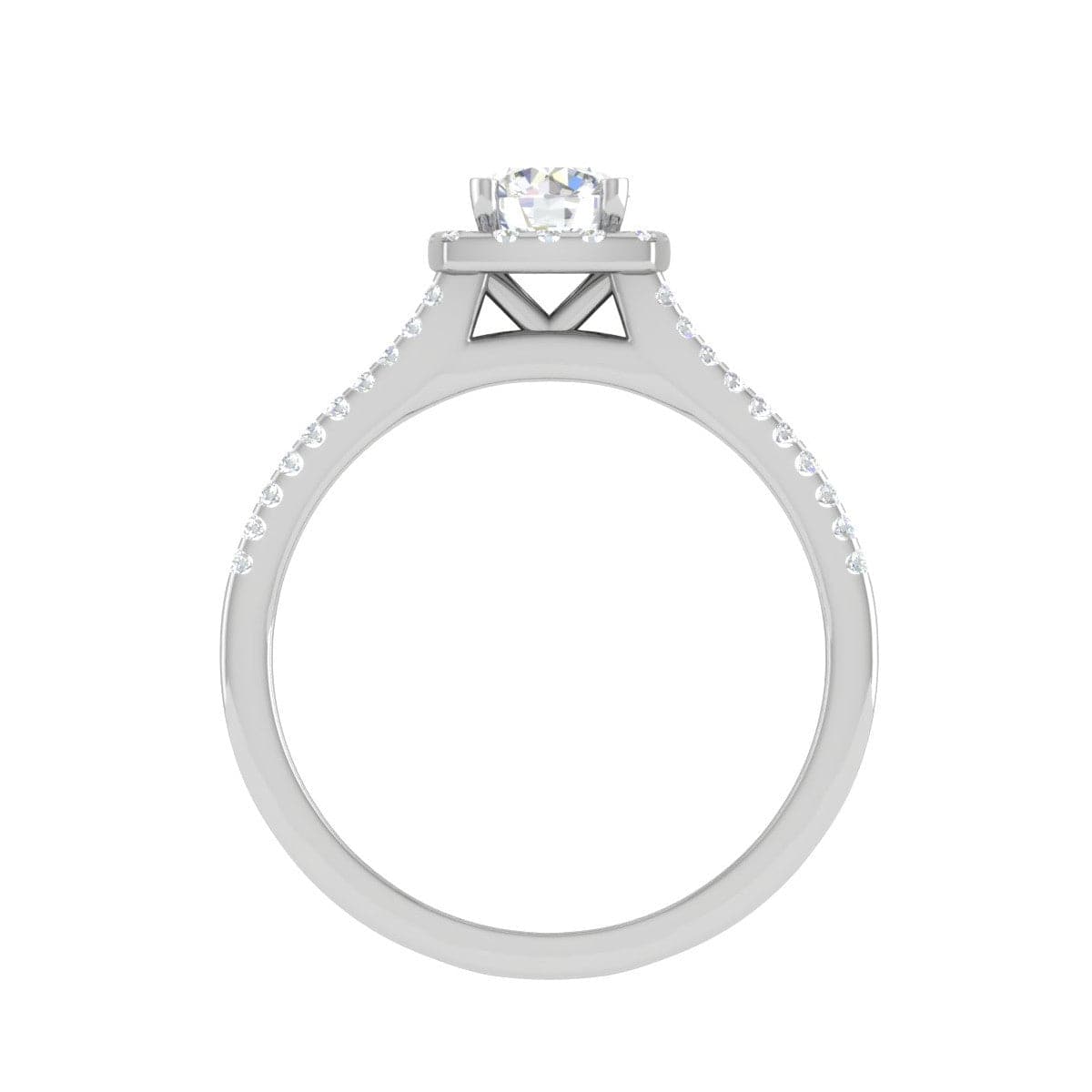 Jewelove™ Rings J VS / Women's Band only 0.50cts Solitaire Halo Diamond Split Shank Platinum Ring JL PT MHD276