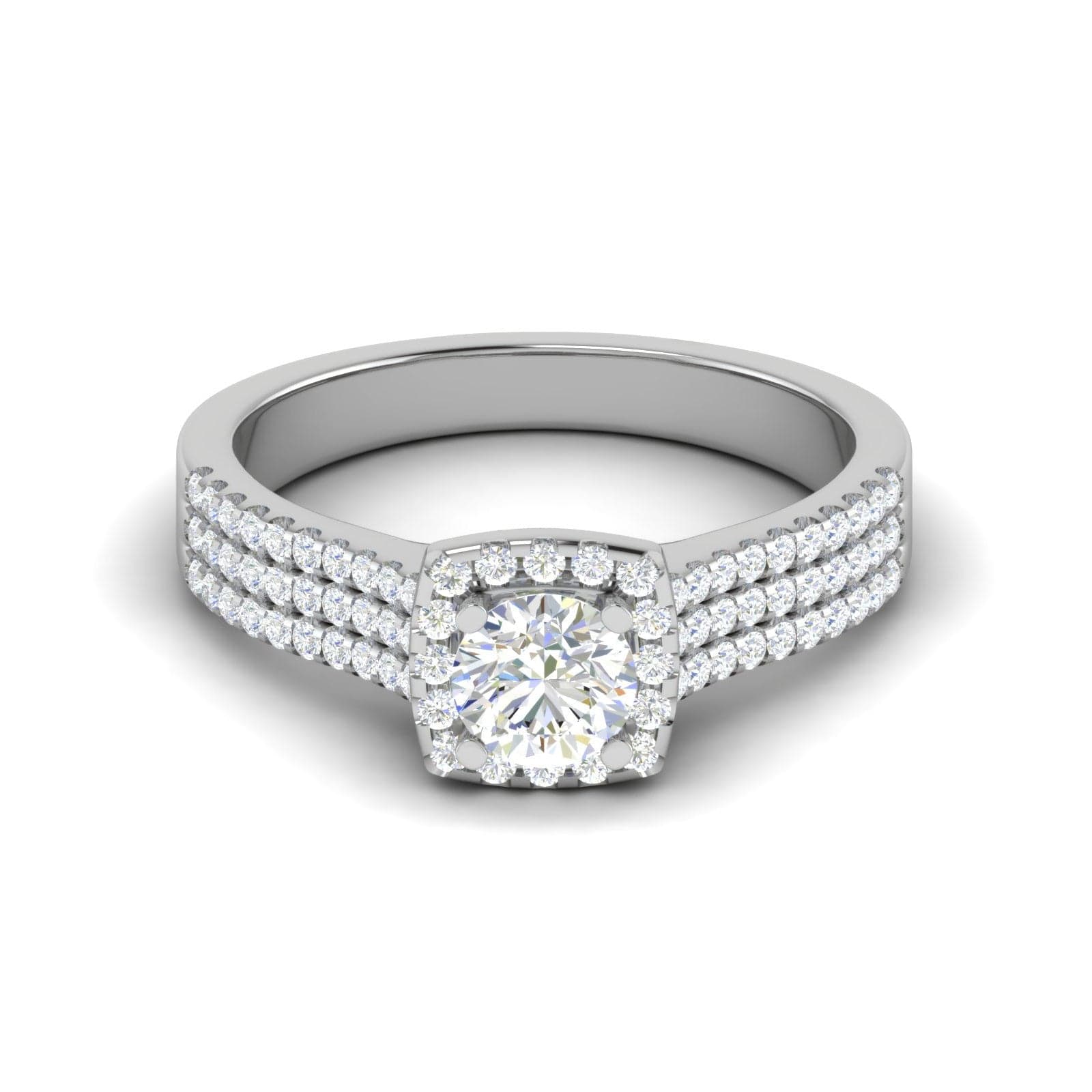 Jewelove™ Rings J VS / Women's Band only 0.50cts Solitaire Halo Diamond Split Shank Platinum Ring JL PT MHD276