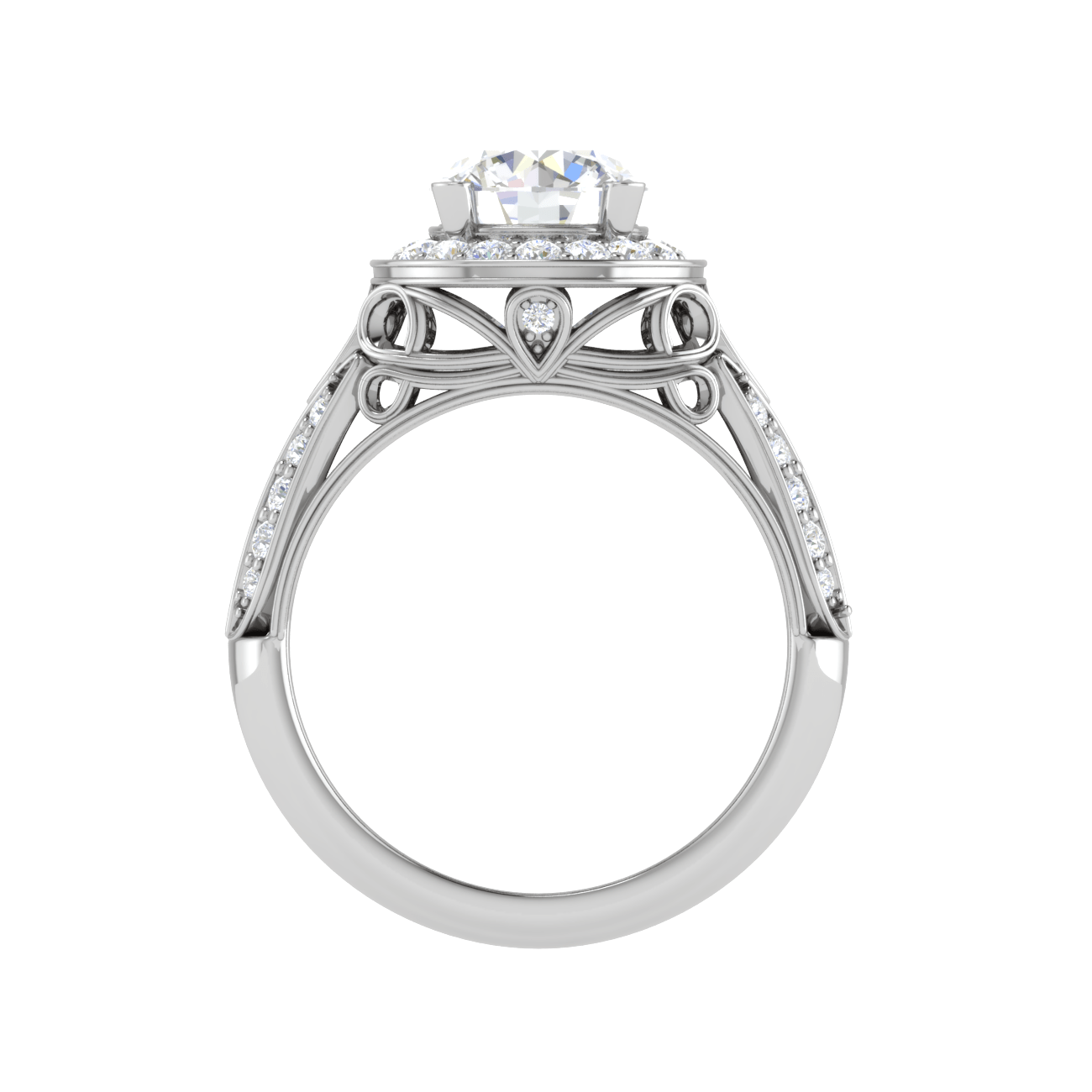 Jewelove™ Rings J VS / Women's Band only 0.50cts Solitaire Halo Diamond Split Shank Platinum Ring JL PT RAR1003