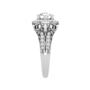 Jewelove™ Rings J VS / Women's Band only 0.50cts Solitaire Halo Diamond Split Shank Platinum Ring JL PT RAR1003