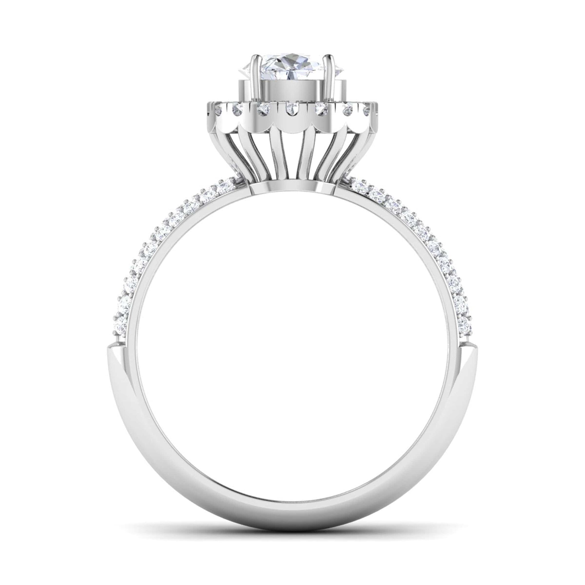 Jewelove™ Rings VS J / Women's Band only 0.50cts Solitaire Halo Diamond Split Shank Platinum Ring JL PT RP RD 135