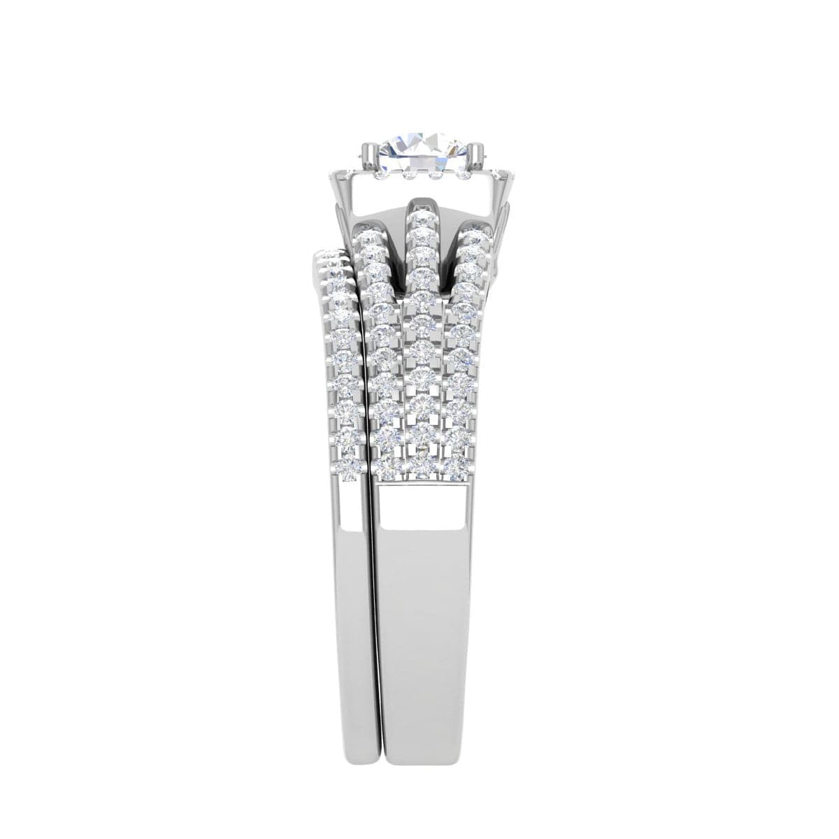 Jewelove™ Rings SI IJ / Women's Band only 0.50cts Solitaire Halo Diamond Split Shank Platinum Ring JL PT RV RD 161