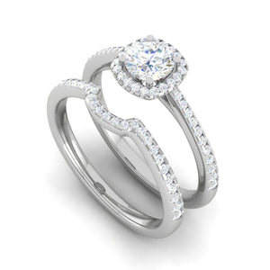 Jewelove™ Rings J VS / Women's Band only 0.50cts Solitaire Halo Diamond Split Shank Platinum Ring JL PT RV RD 164