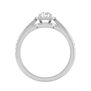 Jewelove™ Rings J VS / Women's Band only 0.50cts Solitaire Halo Diamond Split Shank Platinum Ring JL PT RV RD 164