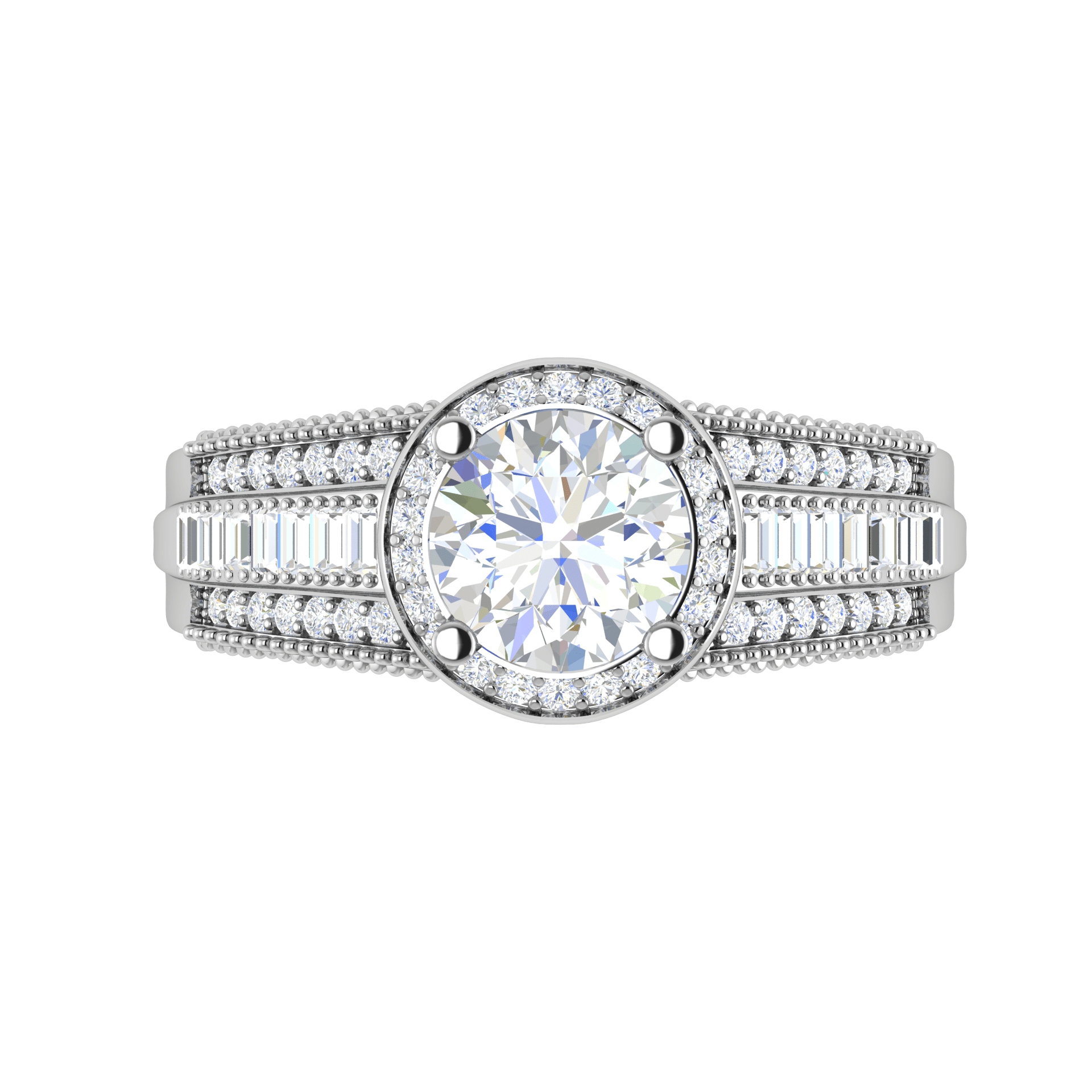 Jewelove™ Rings J VS / Women's Band only 0.50cts Solitaire Halo Diamond Split Shank Platinum Ring JL PT TRG130020